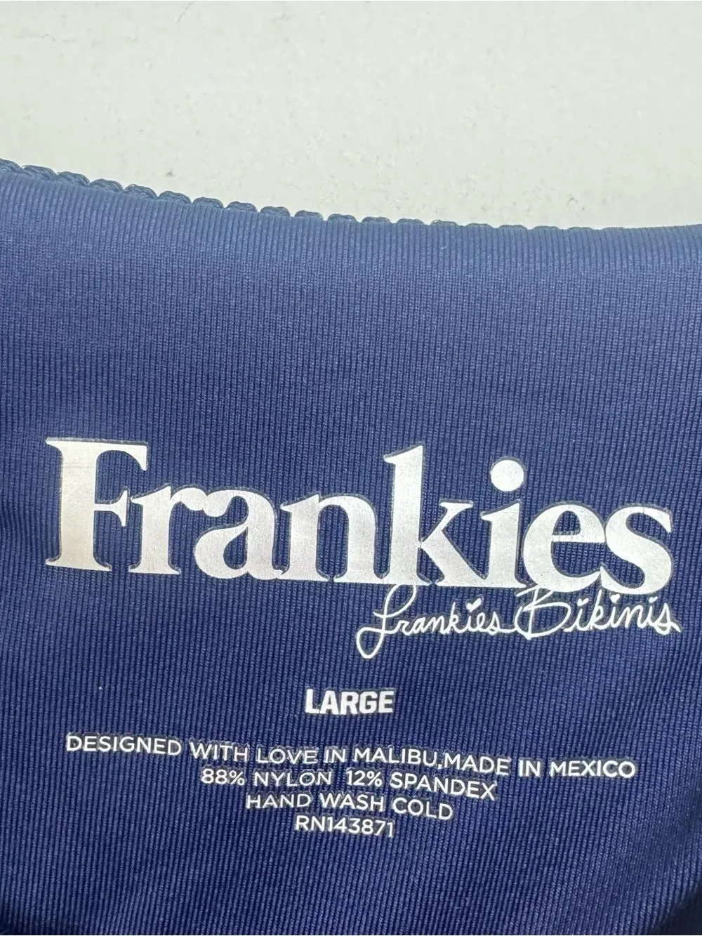FRANKIE’S BIKINIS | NEW Sara Ribbed Bikini Bottom Navy Blue Women’s Size Large